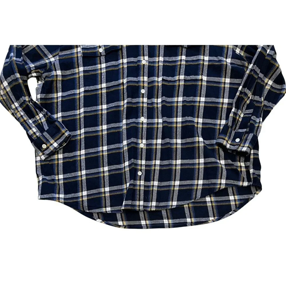 Old Navy Womens XL Boyfriend Shirt 100% Cotton Plaid Navy White - Picture 4 of 7